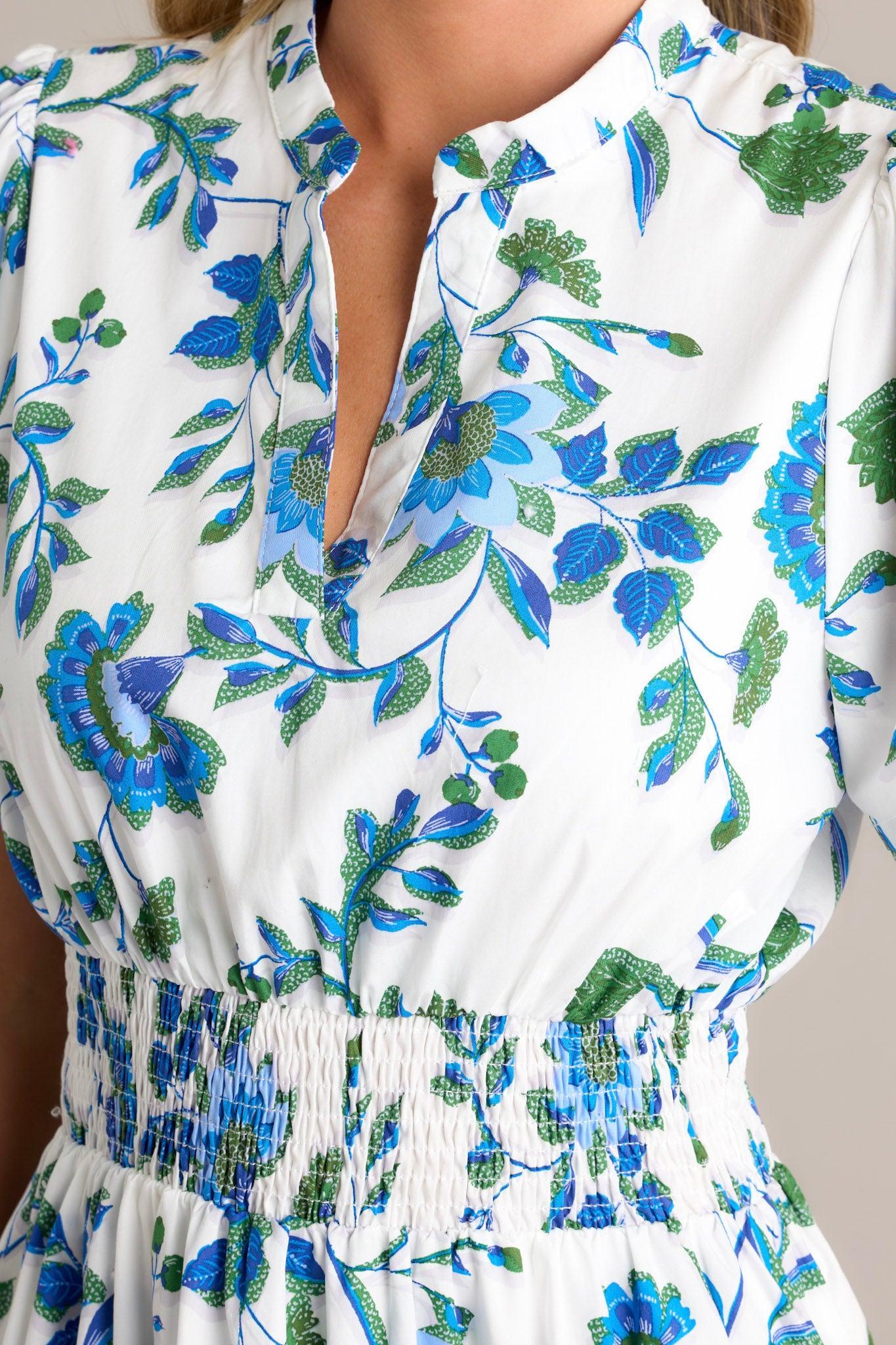 Only Bliss 100% Cotton Blue Floral Maxi Shirt Dress Product Image