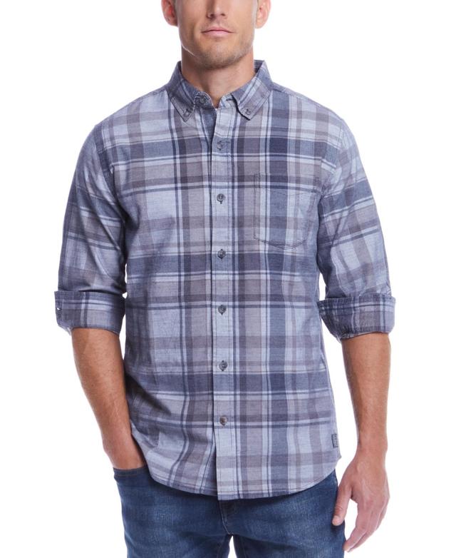 Weatherproof Vintage Mens Distressed Plaid Corduroy Long Sleeve Button Down Shirt Product Image