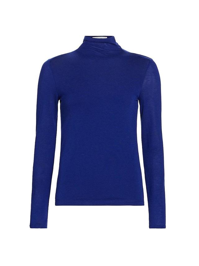 Sheer Long-Sleeve Turtleneck Top Product Image