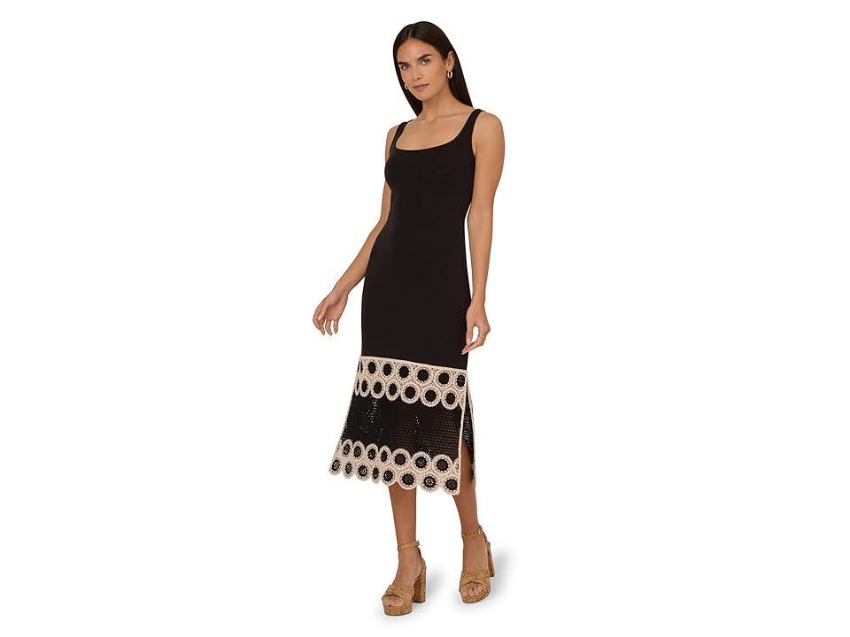 Adrianna Papell Crochet Sheath Midi Dress Ecru) Women's Dress Product Image