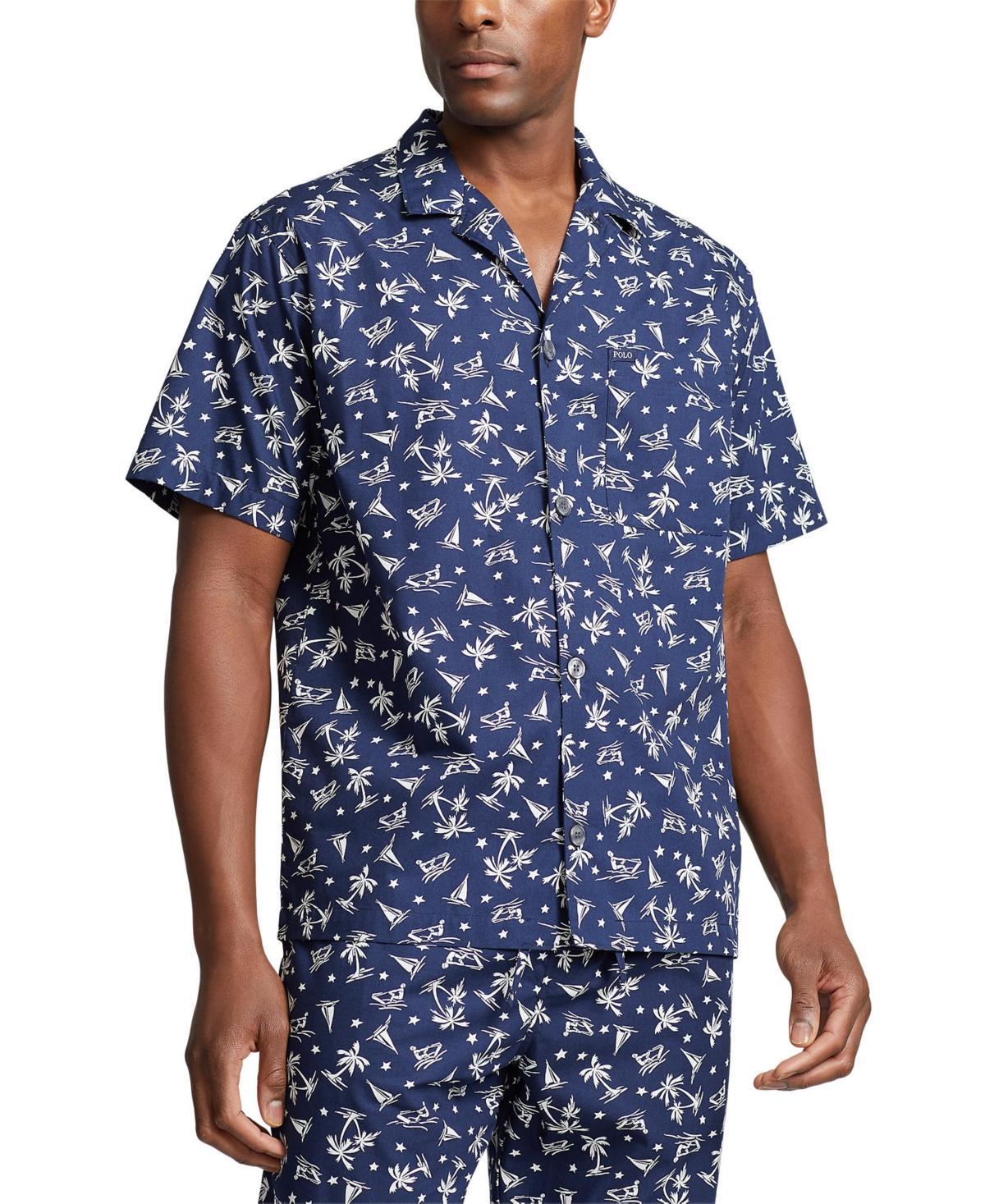 Polo Ralph Lauren Mens Cotton Notched-Collar Pajama Shirt Product Image