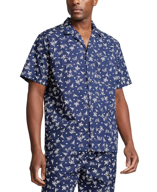 Polo Ralph Lauren Mens Cotton Notched-Collar Pajama Shirt Product Image