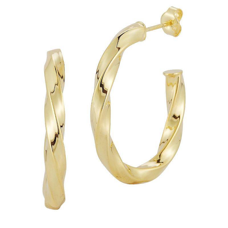 Sunkissed Sterling Bold Oval Twist Hoop Earrings, Womens, Gold Tone Product Image