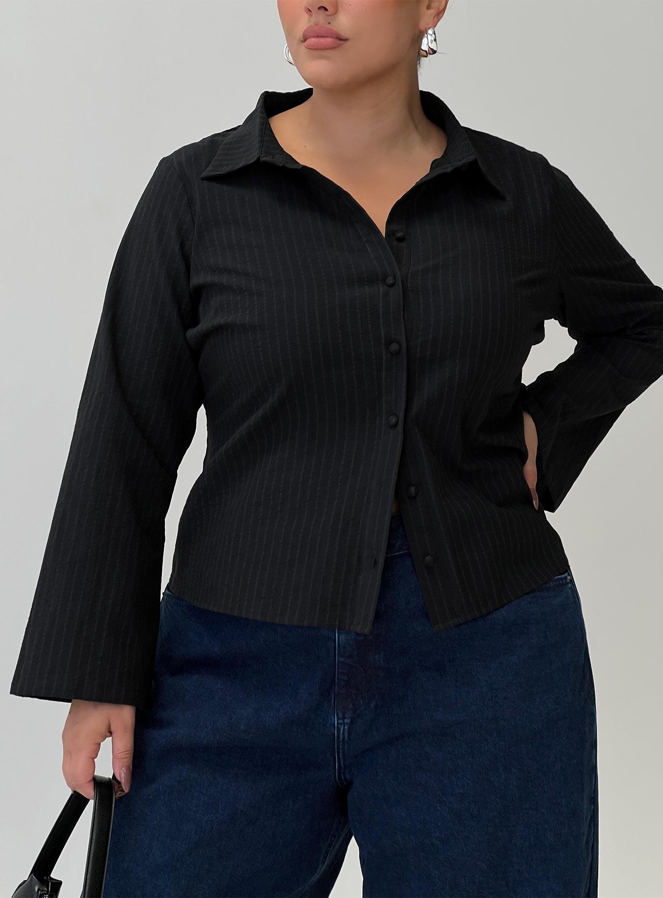 Anni Pinstripe Shirt Black Curve product image