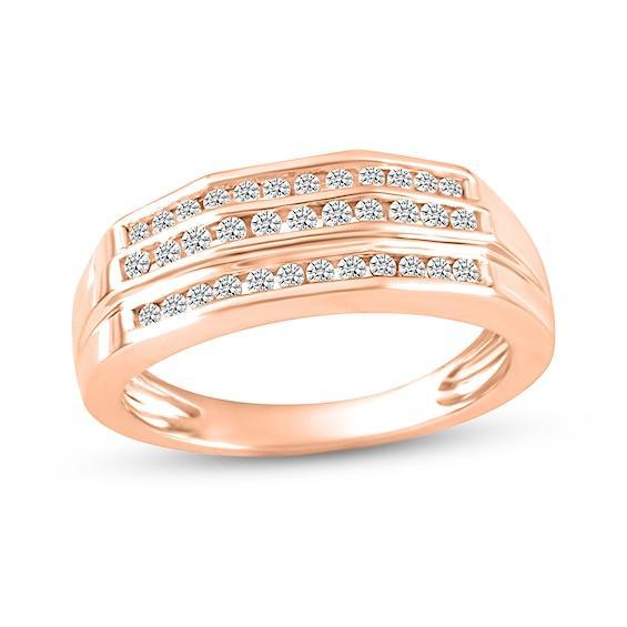 Men's 1/2 CT. T.w. Diamond Wedding Band in 10K Rose Gold Product Image