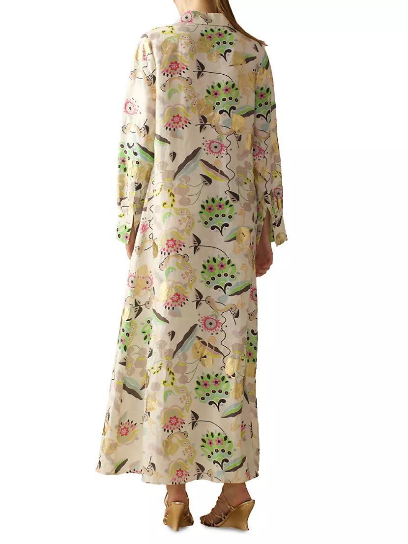 Floral Linen-Silk Shirtdress Product Image