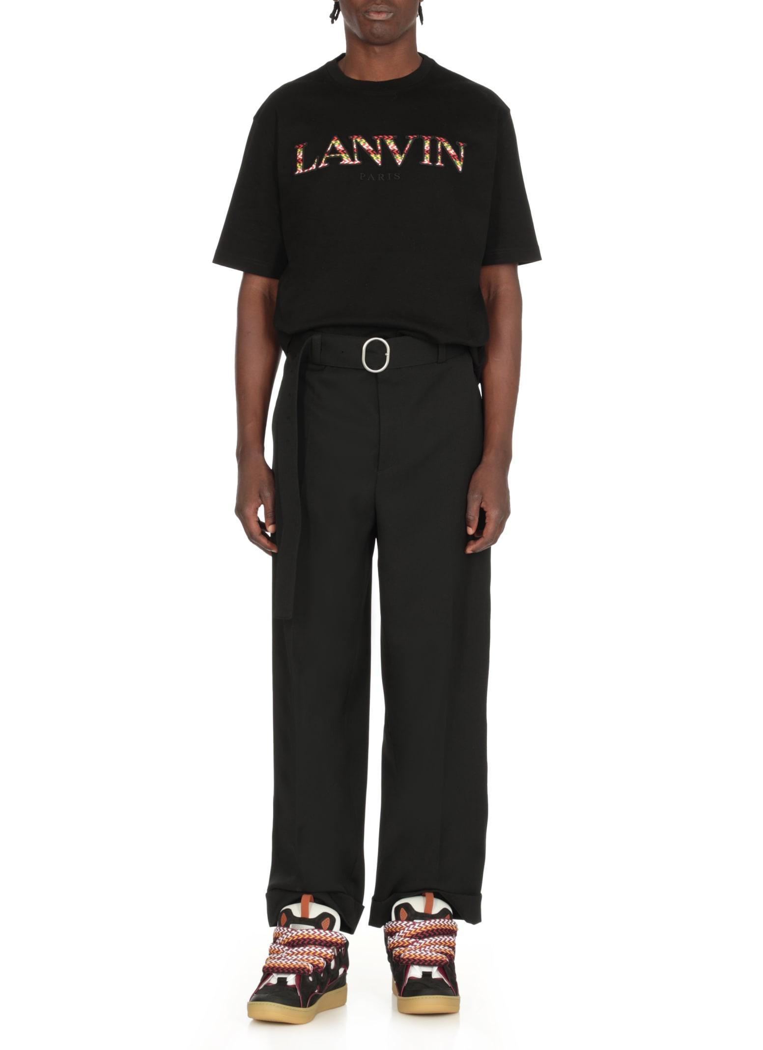 LANVIN Curb Suede Sneakers In Black Product Image