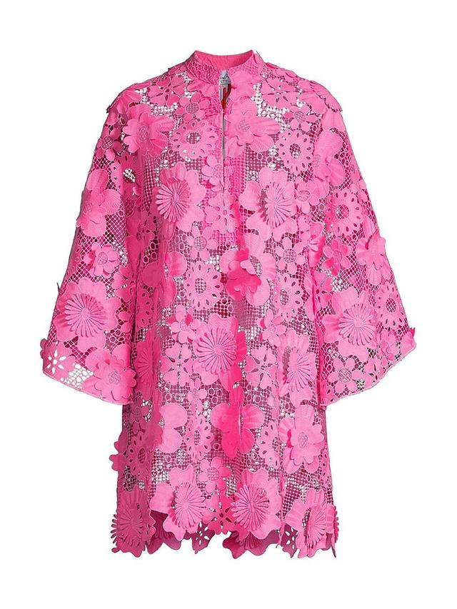 Womens Floral Lace Mini Caftan Product Image