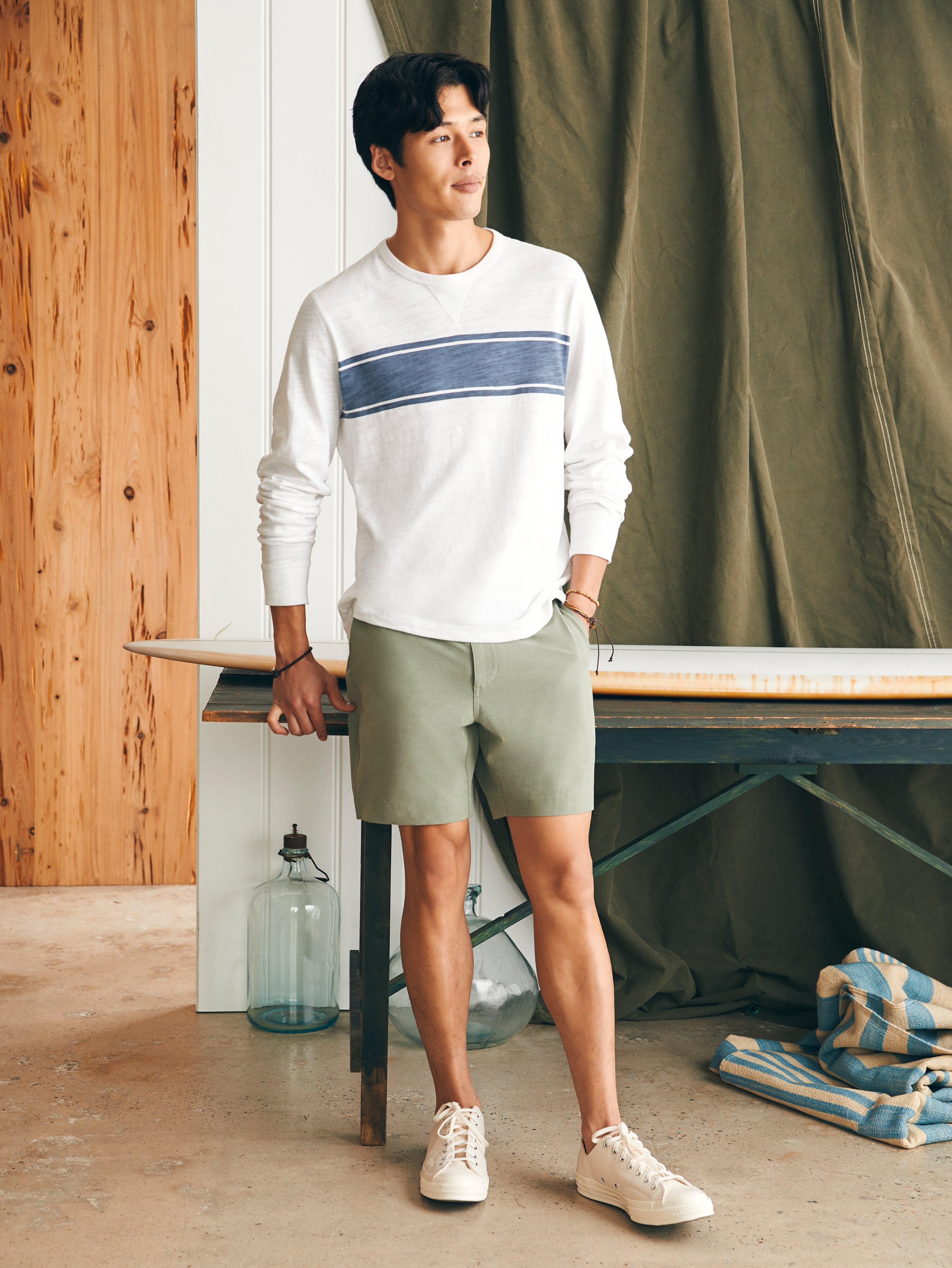 Sunwashed Slub Crew - White Surf Stripe Product Image