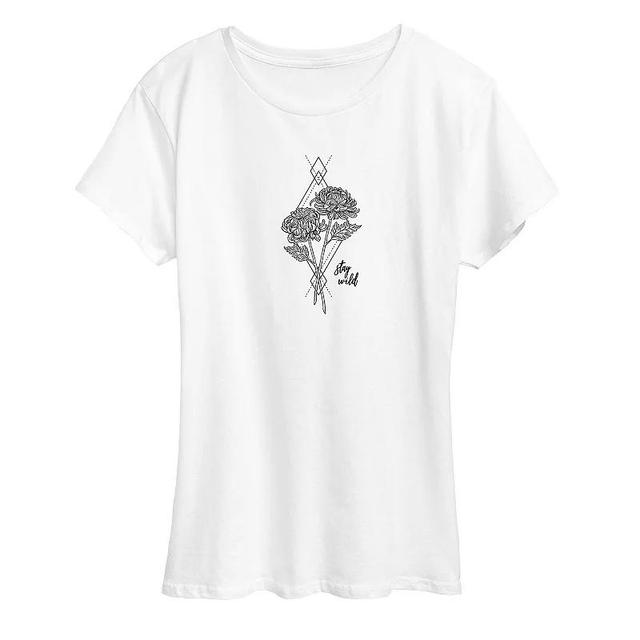 Womens Stay Wild Geometric Graphic Tee White Product Image