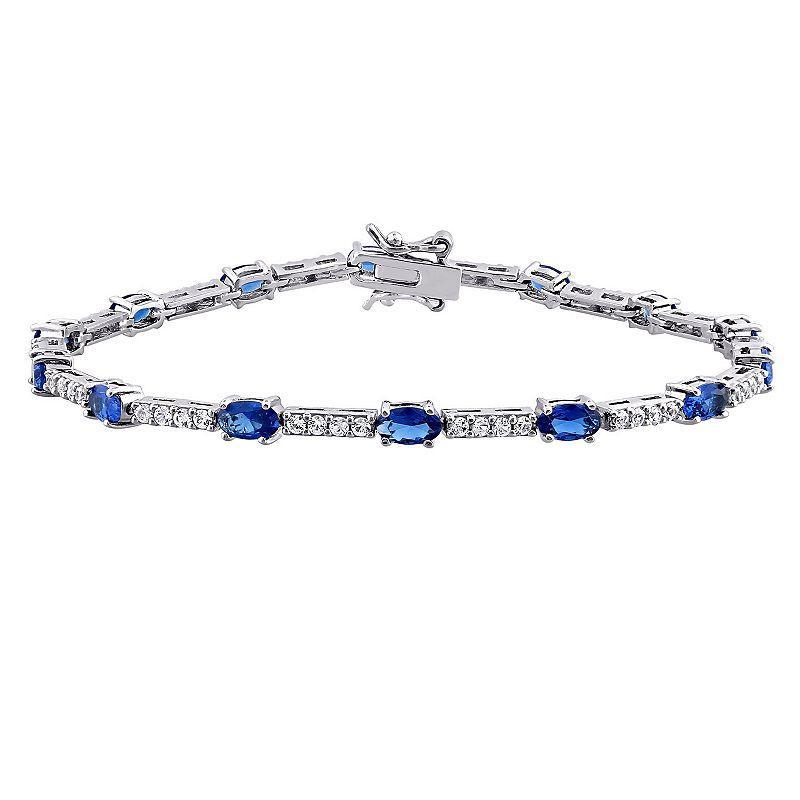 Stella Grace Sterling Silver Lab-Created Blue & White Sapphire Bracelet, Womens Product Image