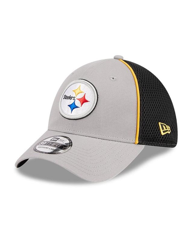 Mens New Era Gray Pittsburgh Steelers Pipe 39THIRTY Flex Hat Product Image