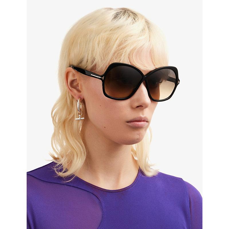 TOM FORD Womens Black Ft1013 Round-frame Acetate Sunglasses In Grey Grad Product Image