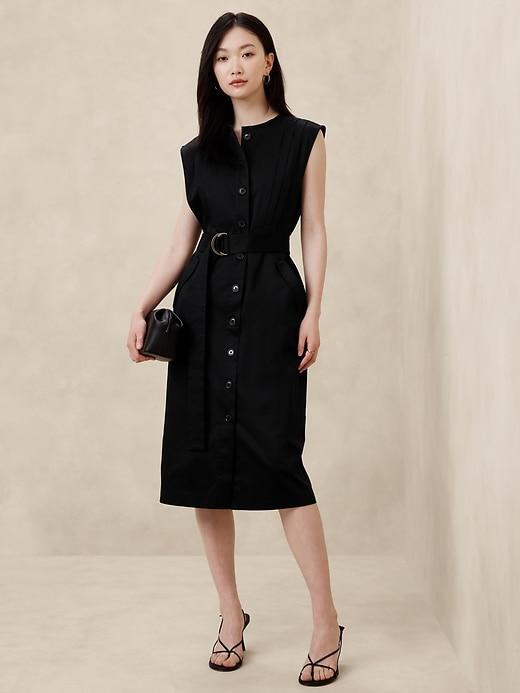 Sateen Knee-Length Shirtdress Product Image