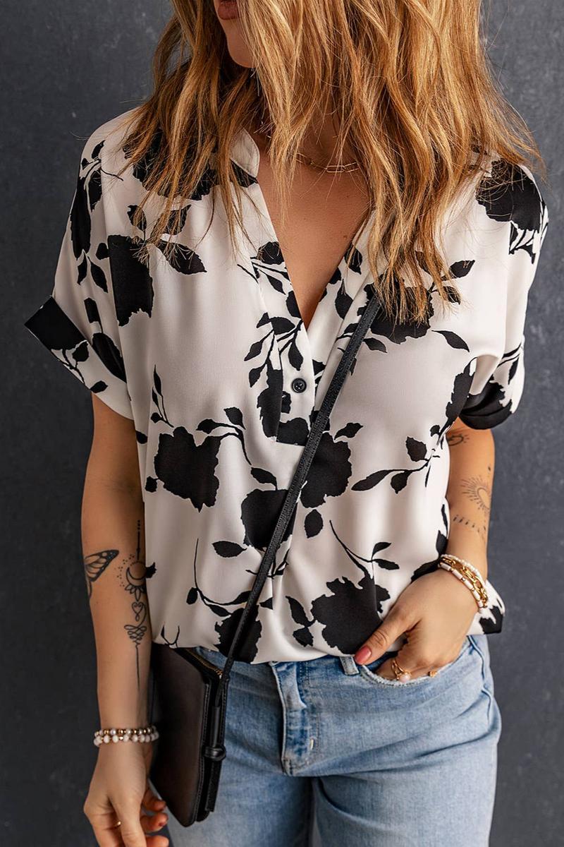 Floral Short Sleeve Blouse Product Image