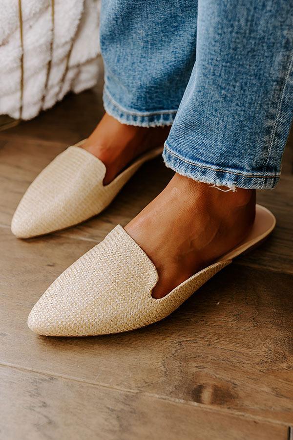 The Natasha Raffia Woven Flat in Tan Product Image