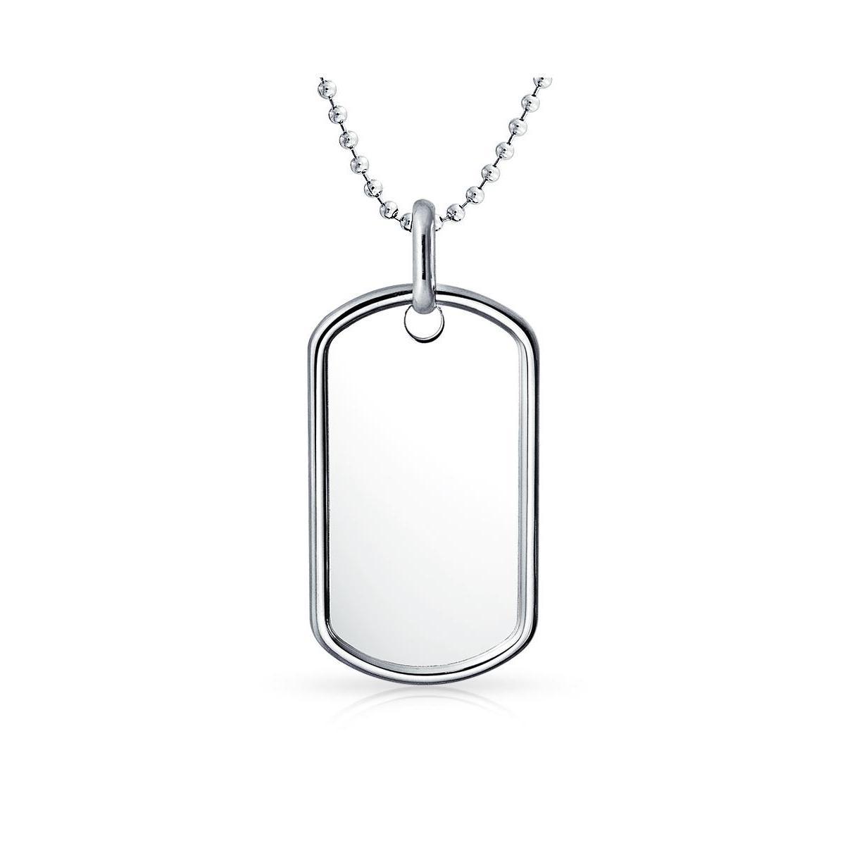 Bling Jewelry Traditional Mens Large Army Military Dog Tag Pendant Necklace For Men Teens .925 Sterling Silver Long Bead Ball Chain 16 Inch Product Image