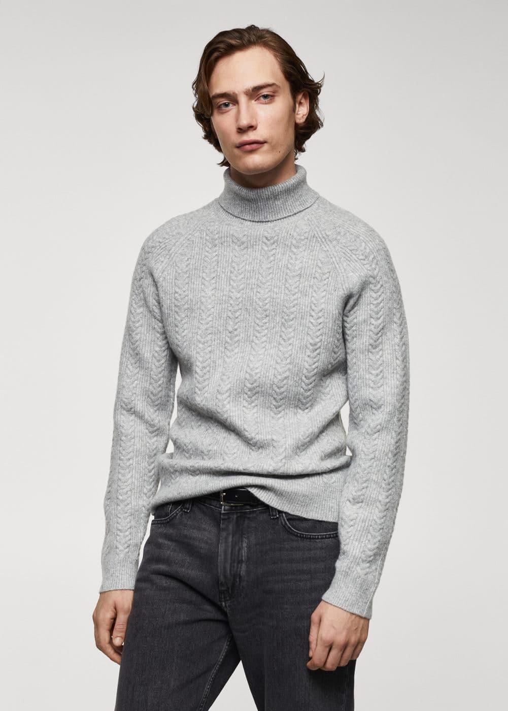 MANGO MAN - Twisted turtleneck sweater light heather greyMen Product Image