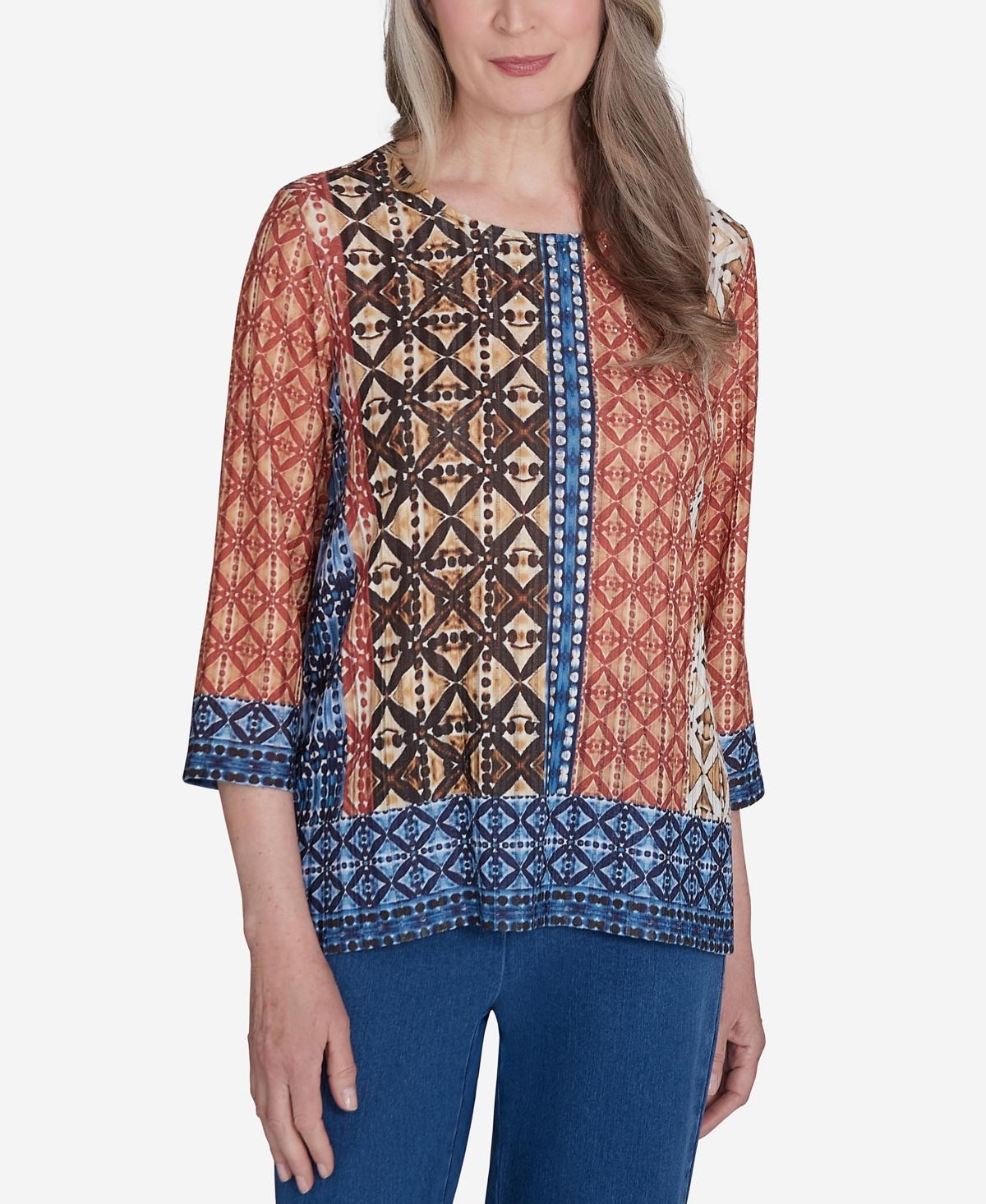 Womens Alfred Dunner Batik Textured Border Top Product Image