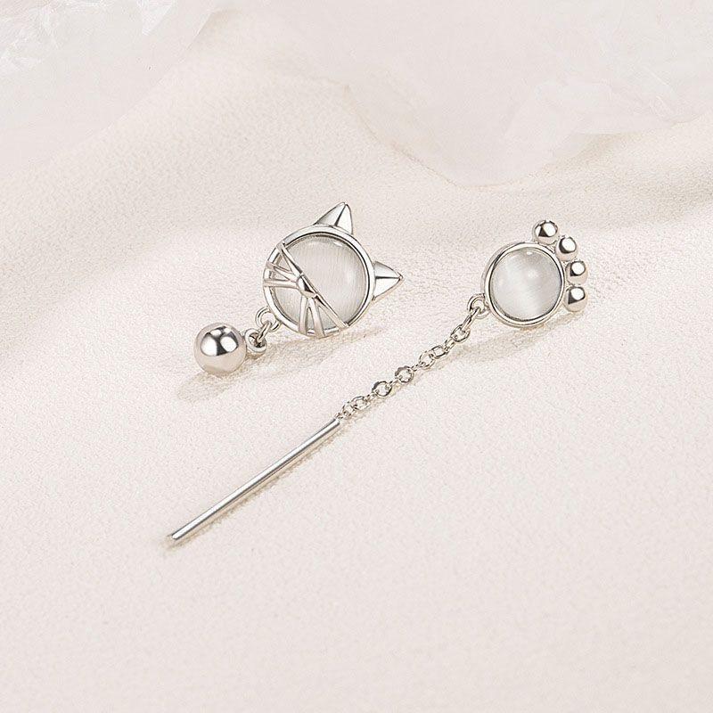 925 Sterling Silver Cat Drop Earring Product Image