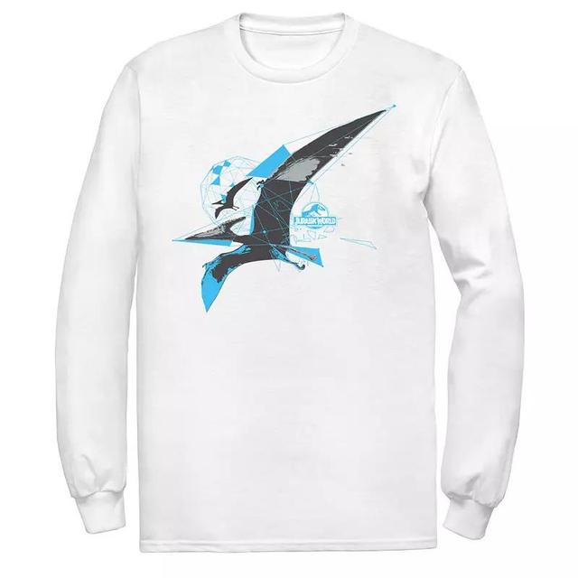 Mens Jurassic World Pterodactyl Geometric Poly Long Sleeve Graphic Tee Athletic Grey Product Image