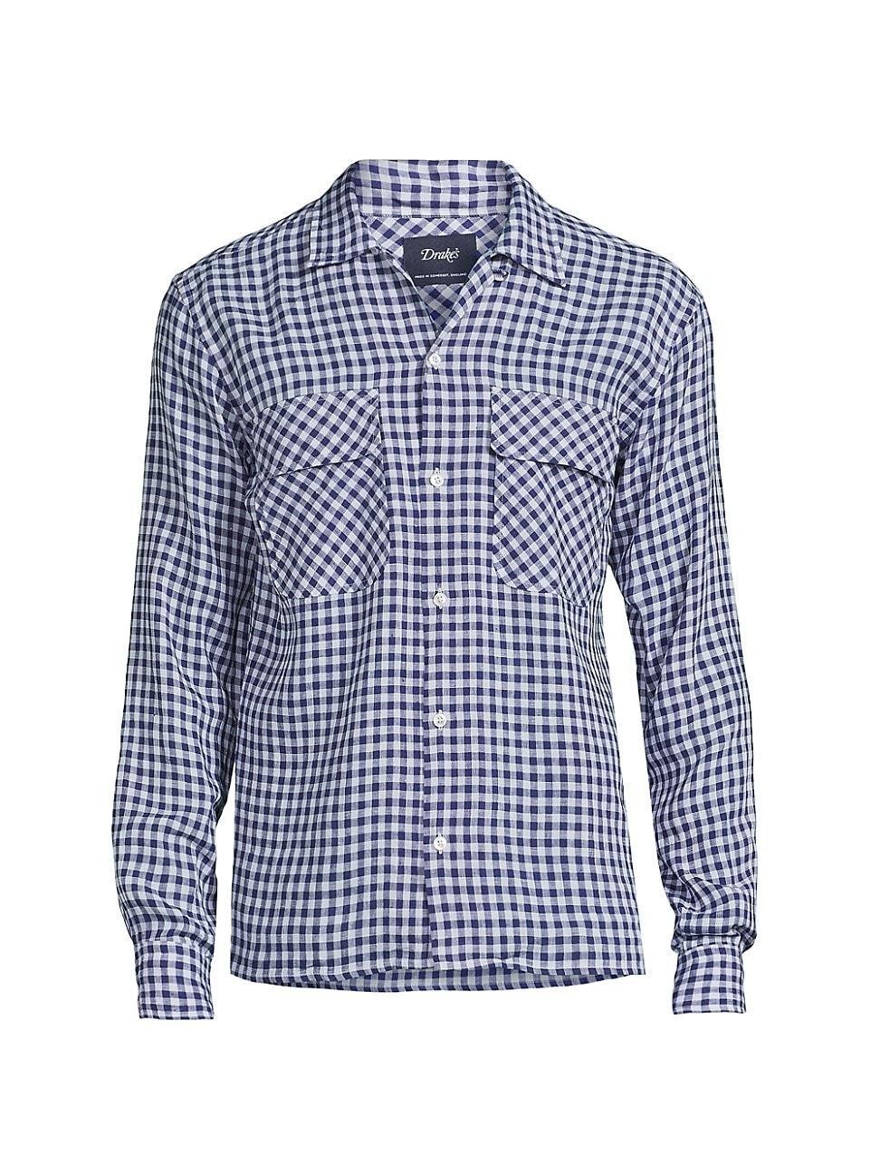 Mens Camp Collar Gingham Check Shirt Product Image