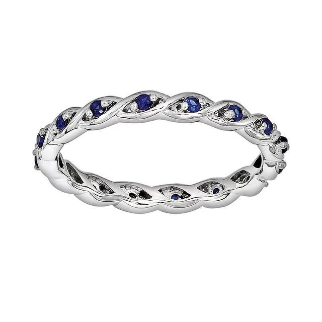 Stacks & Stones Sterling Silver Lab-Created Sapphire Stack Ring, Womens Blue Product Image