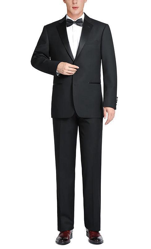 Classic Black Regular Fit 100% Wool Tuxedo Suit Product Image