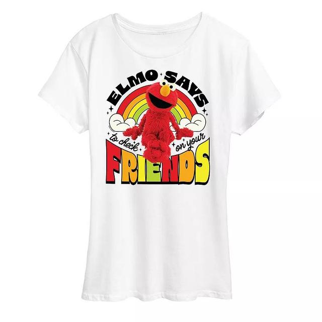 Womens Sesame Street Elmo Check On Friends Graphic Tee Product Image