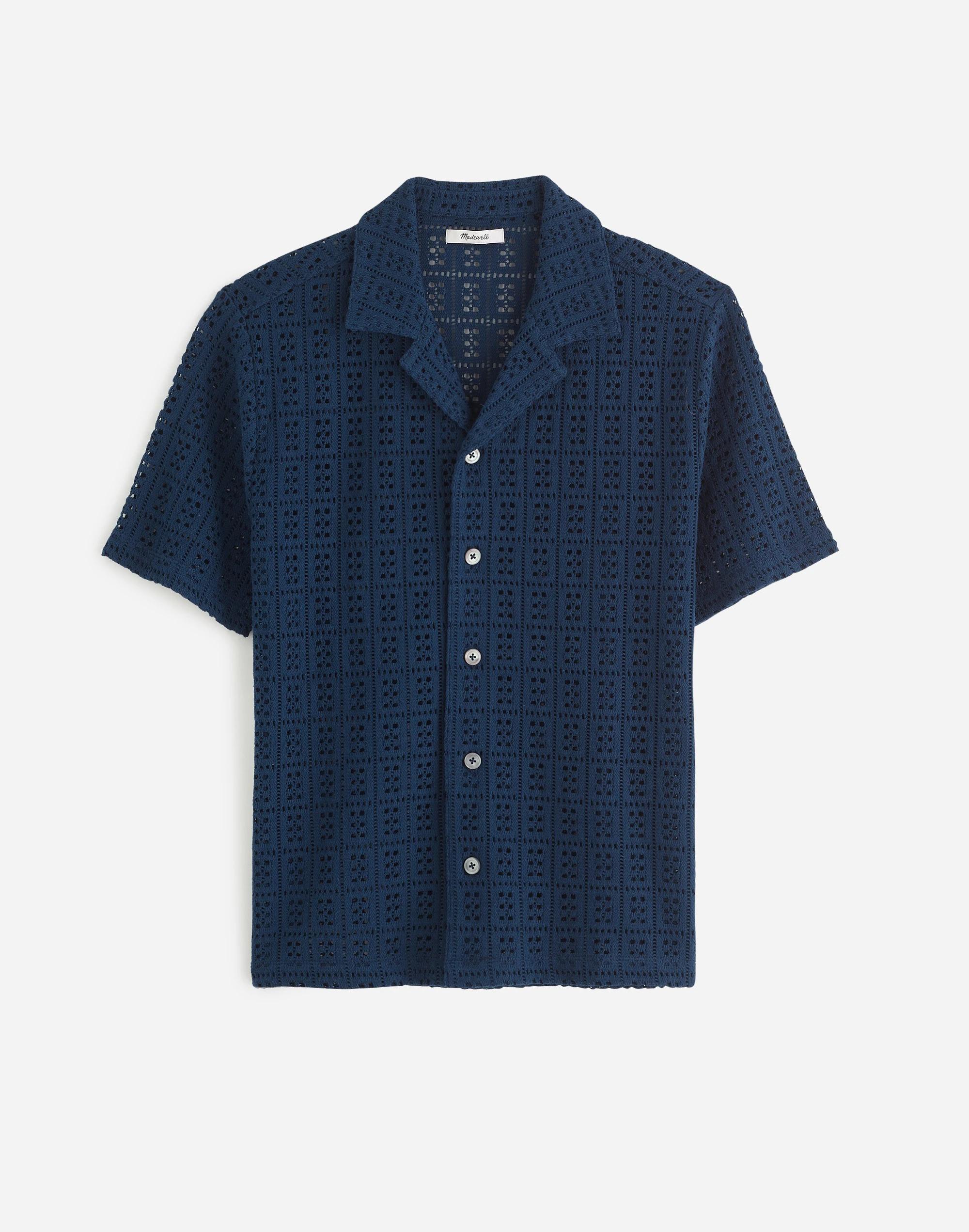 Crochet-Stitch Short-Sleeve Shirt Product Image