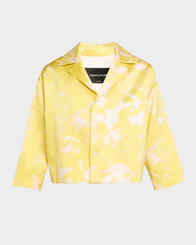 Abstract-Print Boxy Cropped Jacket Product Image