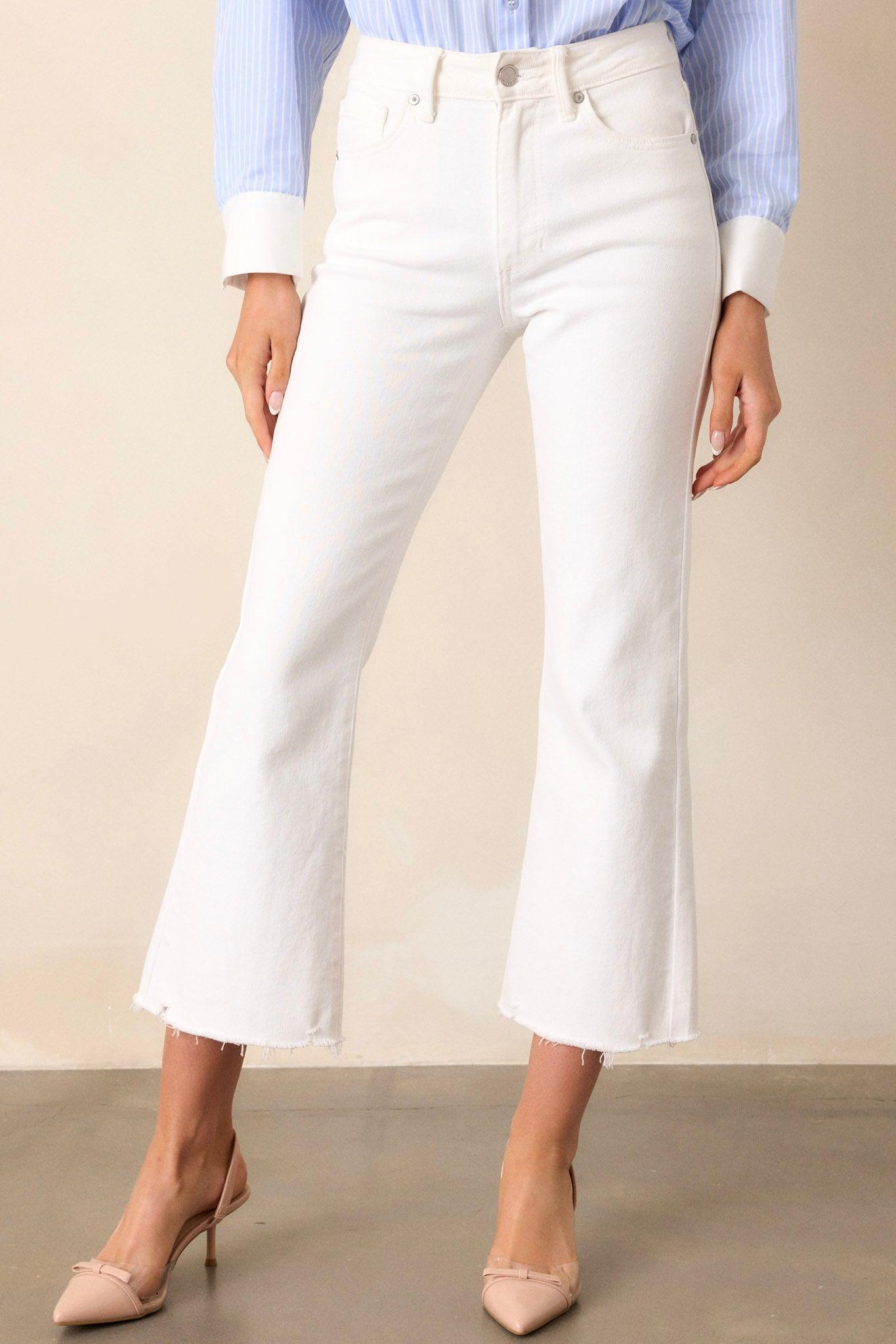 Terrific Timing White Cropped Flare Jeans Product Image