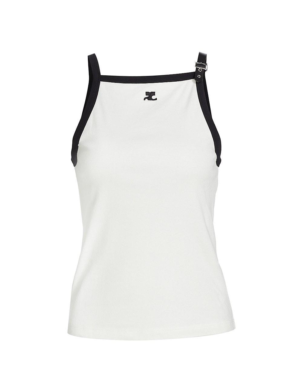 Womens Buckle Stap Cotton Tank Product Image