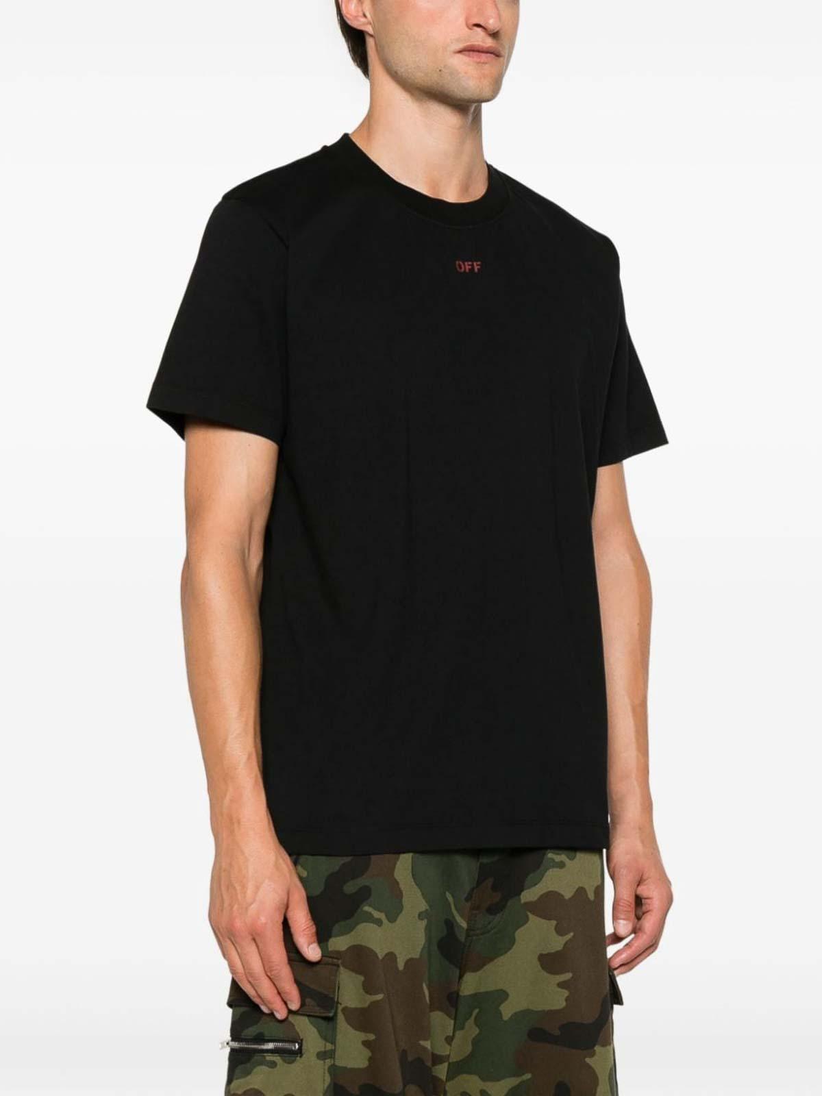 OFF-WHITE Cotton T-shirt With Logo Print In Red Product Image