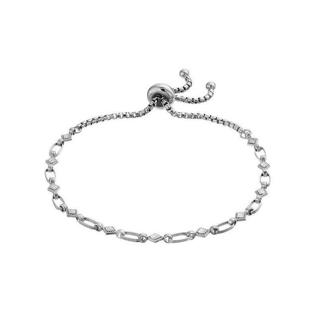 Kristen Kesho Sterling Silver Kite Link Adjustable Bolo Bracelet, Womens Grey Product Image