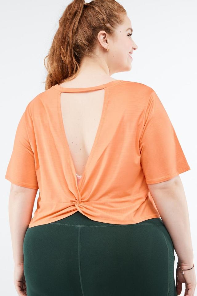 Fabletics Eco-Conscious Twist Back Short-Sleeve Tee Womens orange plus Size 4X Product Image