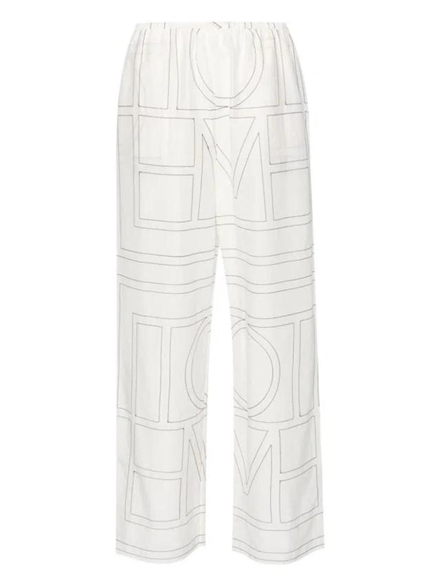 Embroidered-monogram Pyjama Trousers In White Product Image