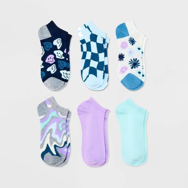 Womens Smiley Face 6pk Low Cut Socks - Xhilaration Blue/Purple/Heather 4-10 Product Image