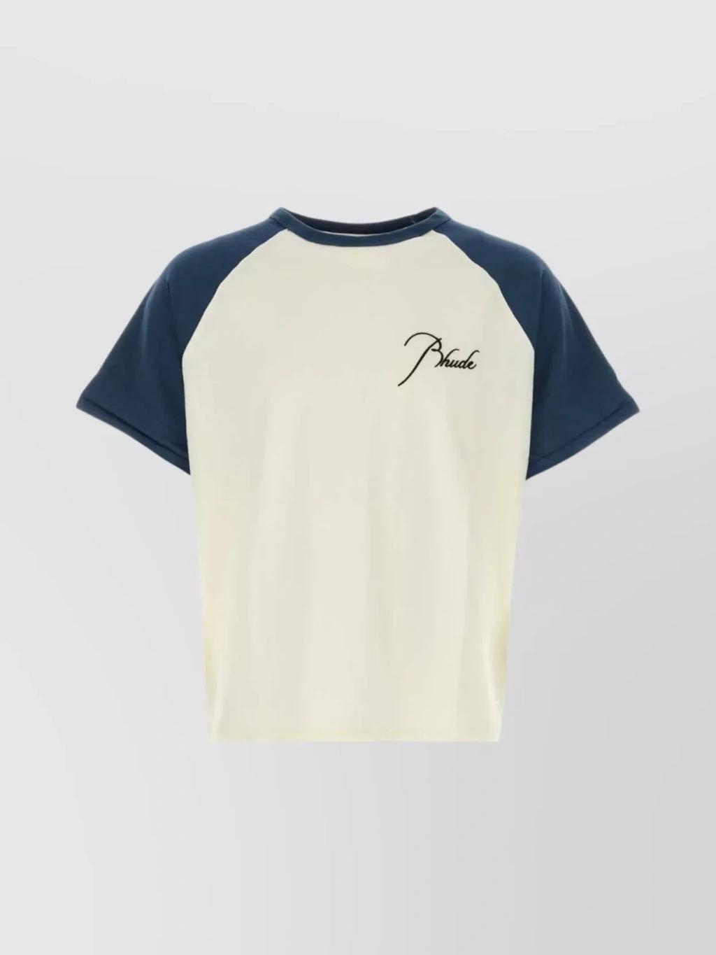 Logo-embroidered Raglan T-shirt In White Midnight Blue Product Image