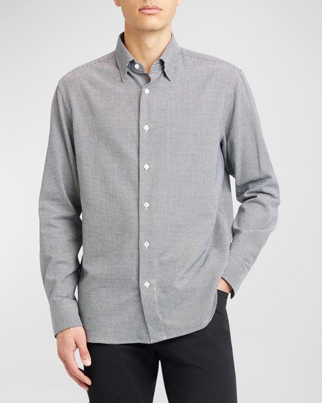 Mens Cotton Micro-Houndstooth Sport Shirt Product Image