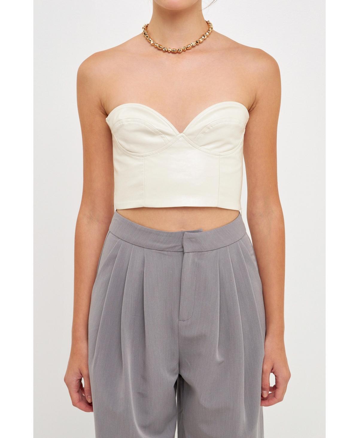 Grey Lab Womens Cropped Leather Bustier Top Product Image