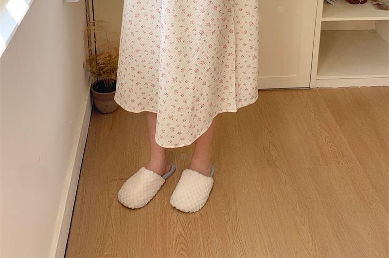 Puff-Sleeve Floral Lace Trim Pajama Dress Product Image