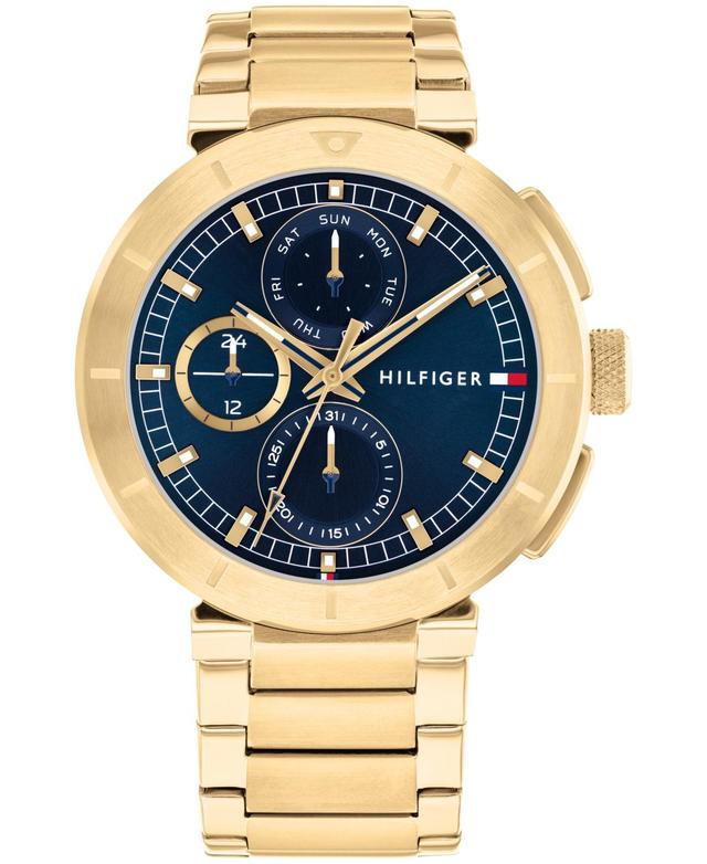 Tommy Hilfiger Mens Multifunction Gold-Tone Stainless Steel Watch 44mm - Gold Product Image