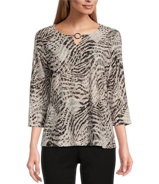 Allison Daley Wild Diamond 3/4 Sleeve Keyhole Neck Knit Top Product Image