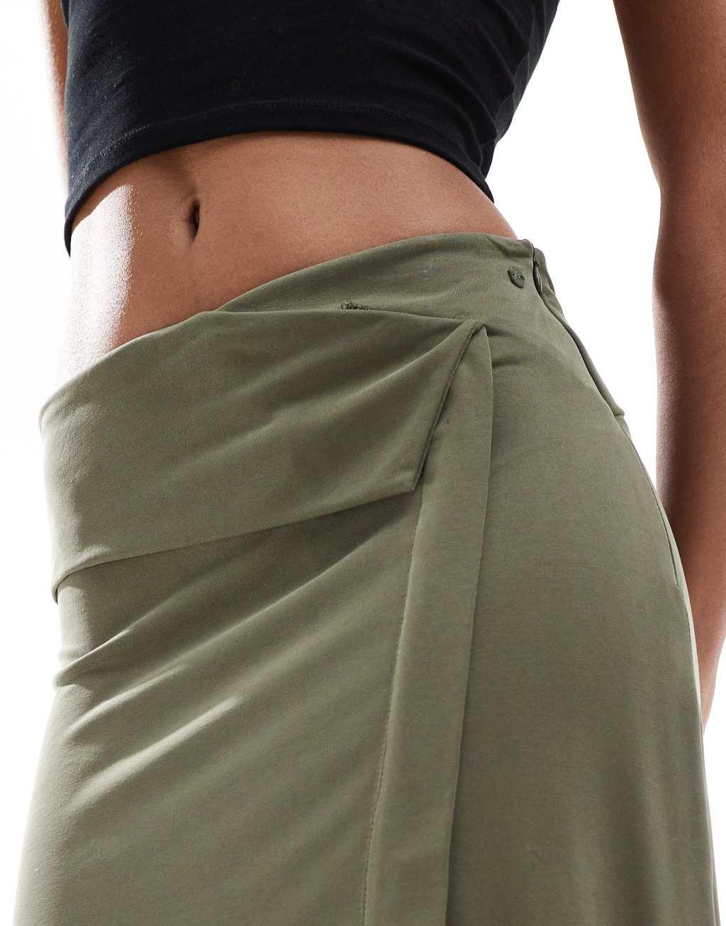 Scalpers Folded Skirt In Khaki   Product Image