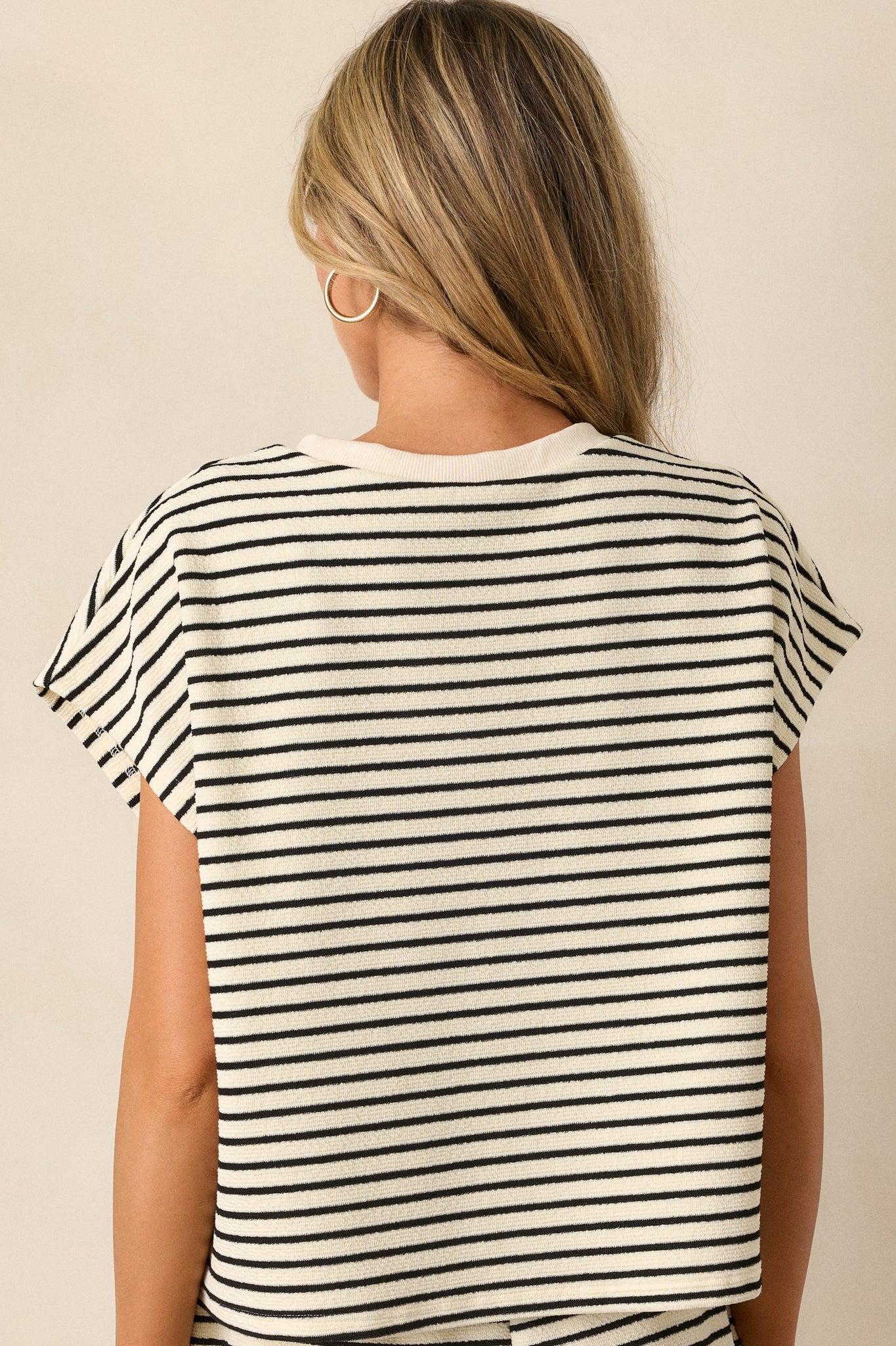 On A Day Ivory Stripe Baggy Tee Product Image