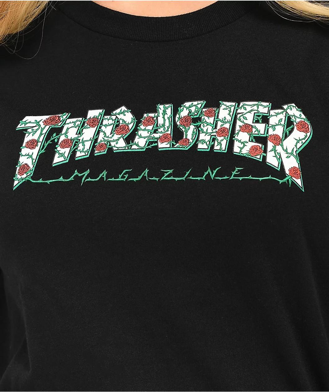 Thrasher Roses Black Boyfriend Fit T-Shirt Product Image