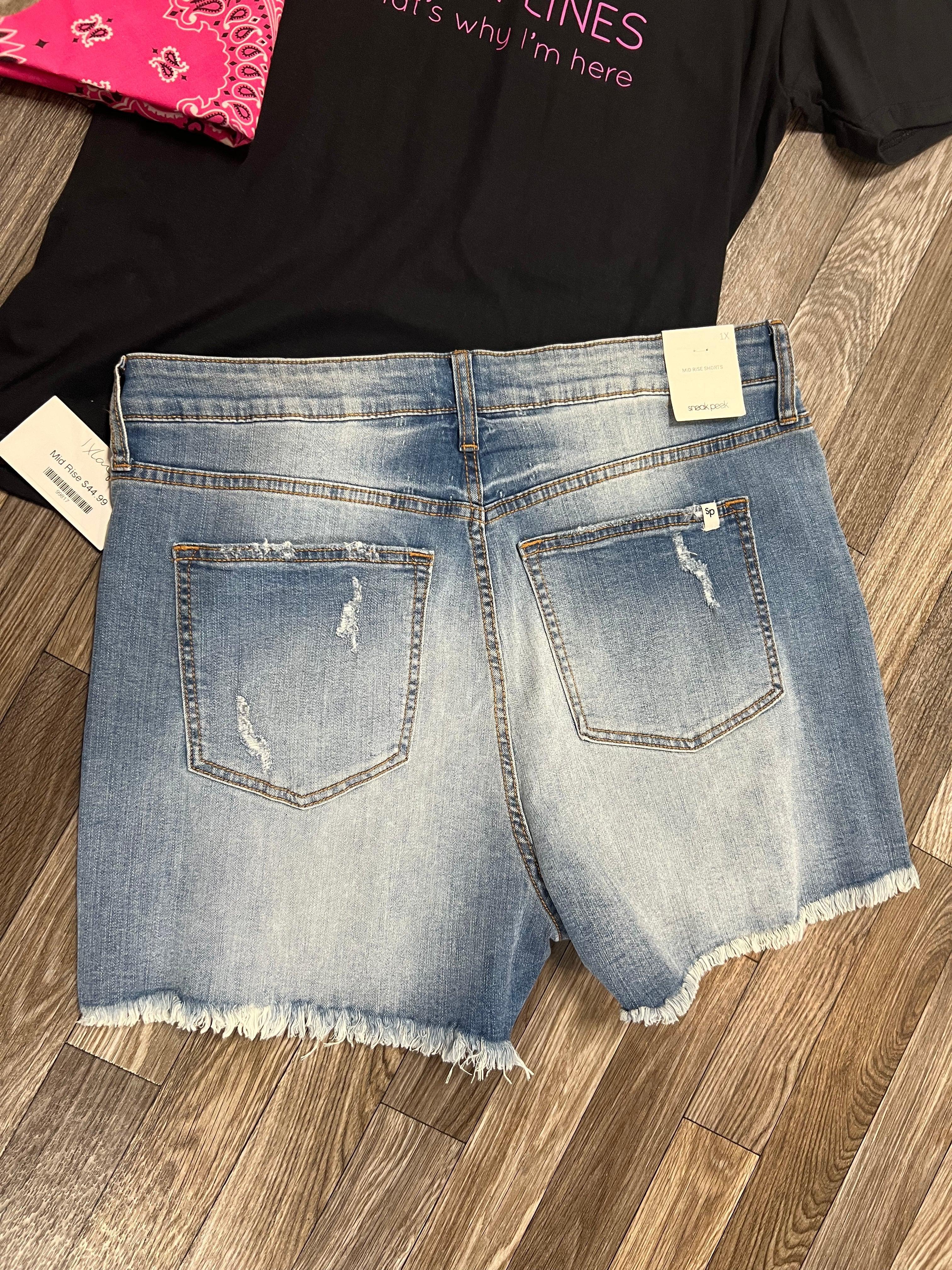 Plus Size SneakPeek Distressed Denim Shorts Female Product Image