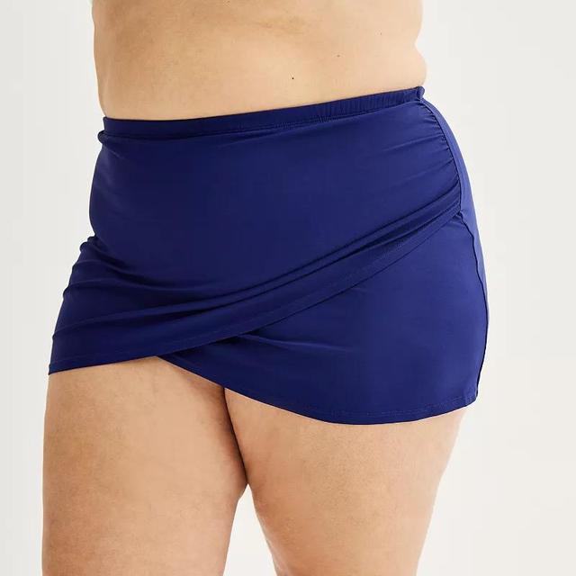 Plus Size Freshwater Wrap Skirted Swim Bottoms, Womens Black Product Image