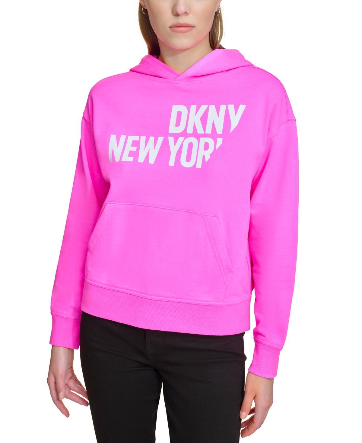 Dkny Jeans Womens Sliced Logo Print Cotton Hoodie Product Image